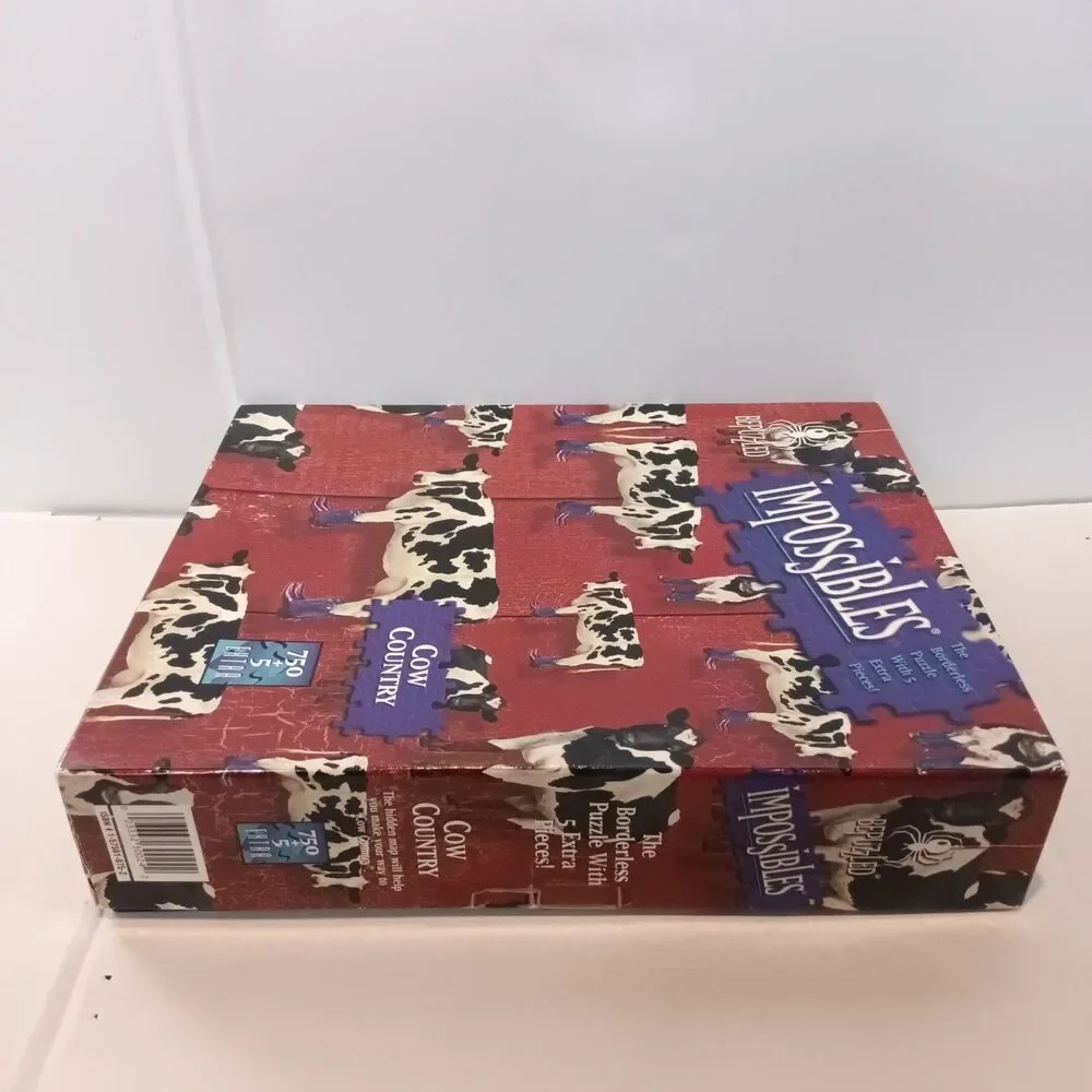 Vintage BePuzzled Impossibles Cow Country Jigsaw Puzzle-1998-750 Pc-Borderless